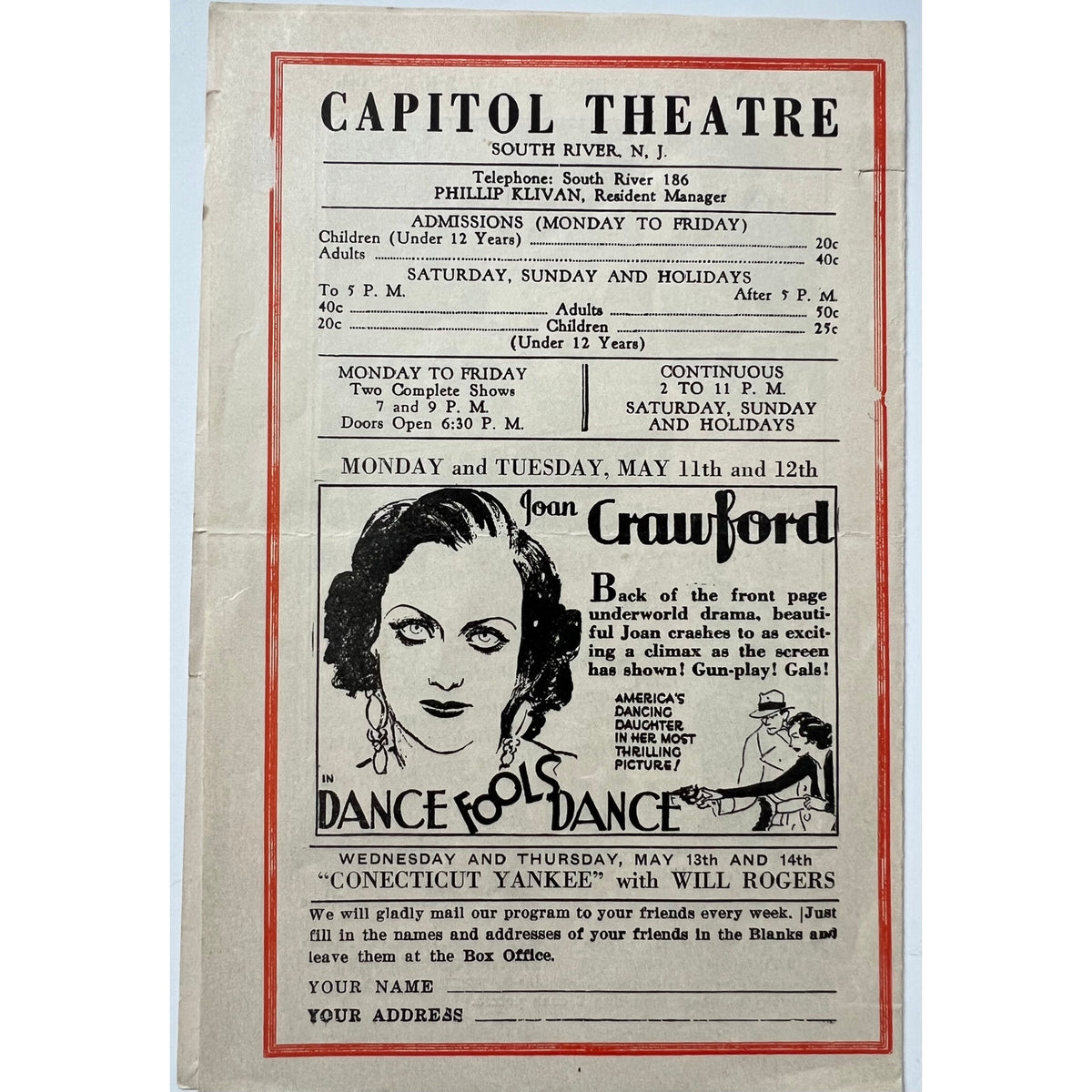 RARE 1931 Charlie Chaplin City Lights Movie Program Charles Chaplin, Joan Crawford, The Kid, Gold Rush, Modern Times