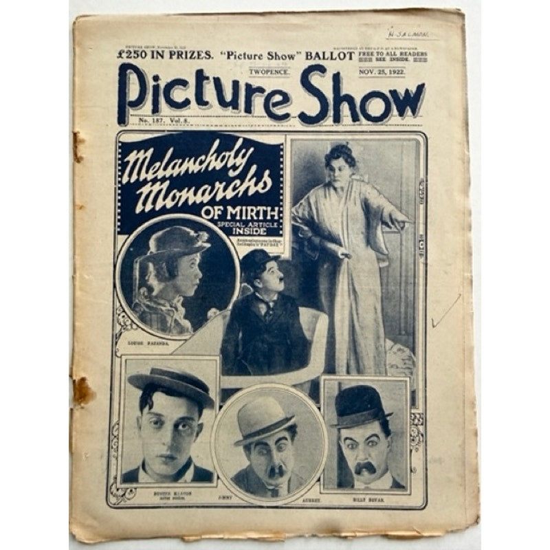 RARE UK Picture Show 1922 Charlie Chaplin Magazine Harold Lloyd Charles Chaplin, Billy Bevan, City Lights, The Kid, Gold Rush, Modern Times