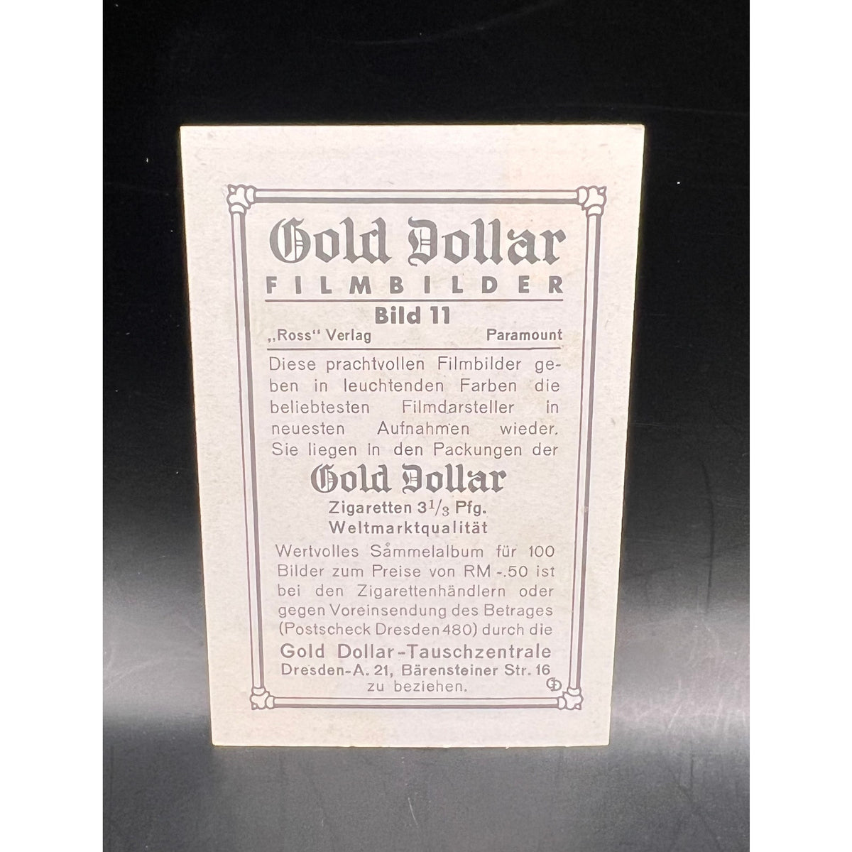 RARE 1935 Gold Dollar Filmbilder Marlene Dietrich Card Blue Angel, Venus Blonde