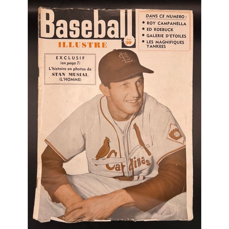 RARE French Canadian 1952 Stan Musial Magazine Baseball Illustre, St. Louis Cardinals, Ted Williams, Roy Campanella, Minnie Minoso, MLB