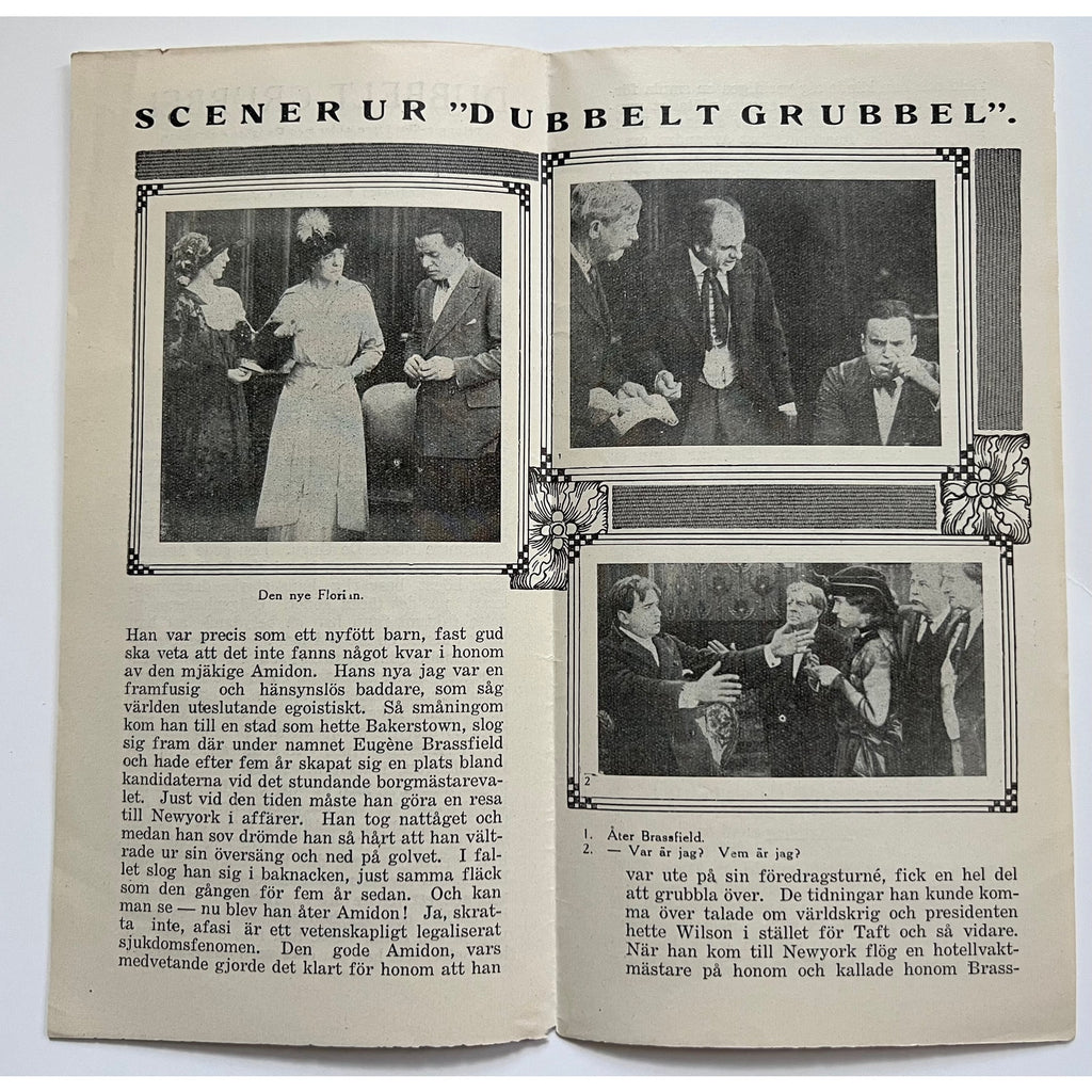 RARE Swedish 1919 Douglas Fairbanks Program from 1915 Double Trouble, Hollywood, Thief of Bagdad, Three Musketeers, Robin Hood, Swashbuckler