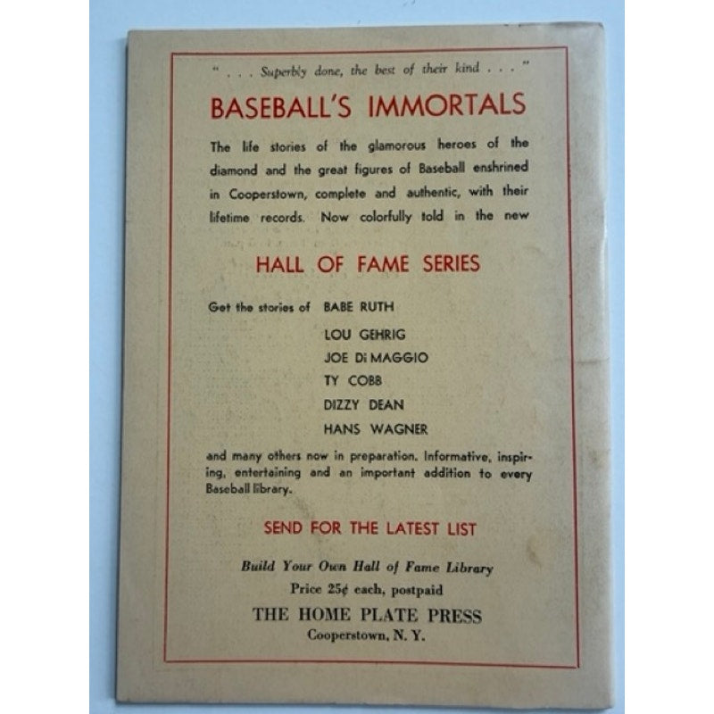 RARE 1953 Baseball's Immortals Babe Ruth Booklet Hall of Fame New York Yankees, Bambino, Sultan of Swat, Boston Red Sox, Brooklyn Dodgers