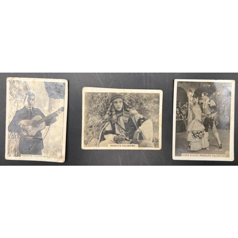 3 Rare 1920's Spanish Rudolph Valentino Tobacco Cards Cigarette Cards Strip Cards The Sainted Devil, The Sheik, Blood and Sand, Cobra