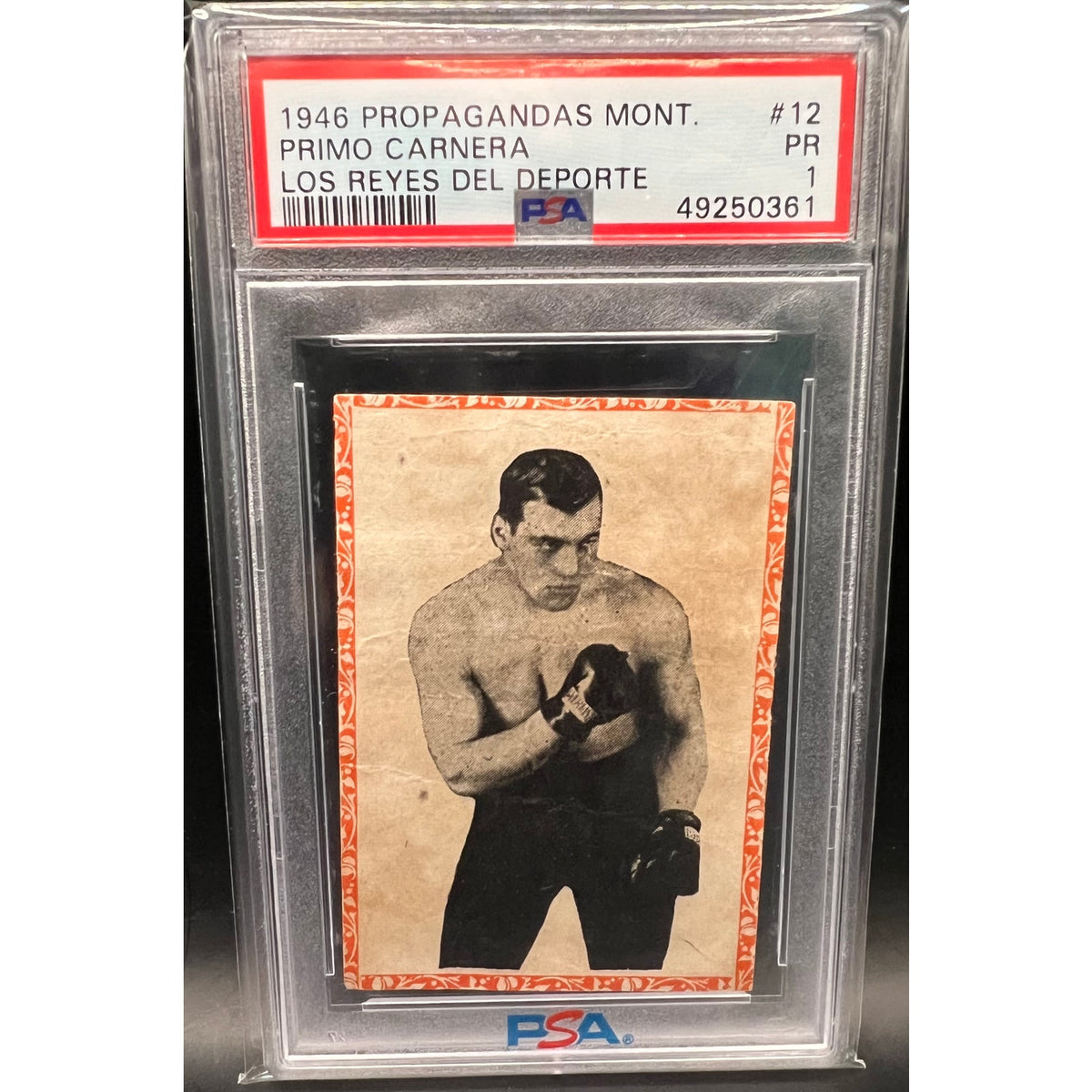 RARE 1946 Propagandas Montiel Primo Carnera PSA 1 Boxing Da Preem Heavyweight Champion Ambling Alp Gentle Giant