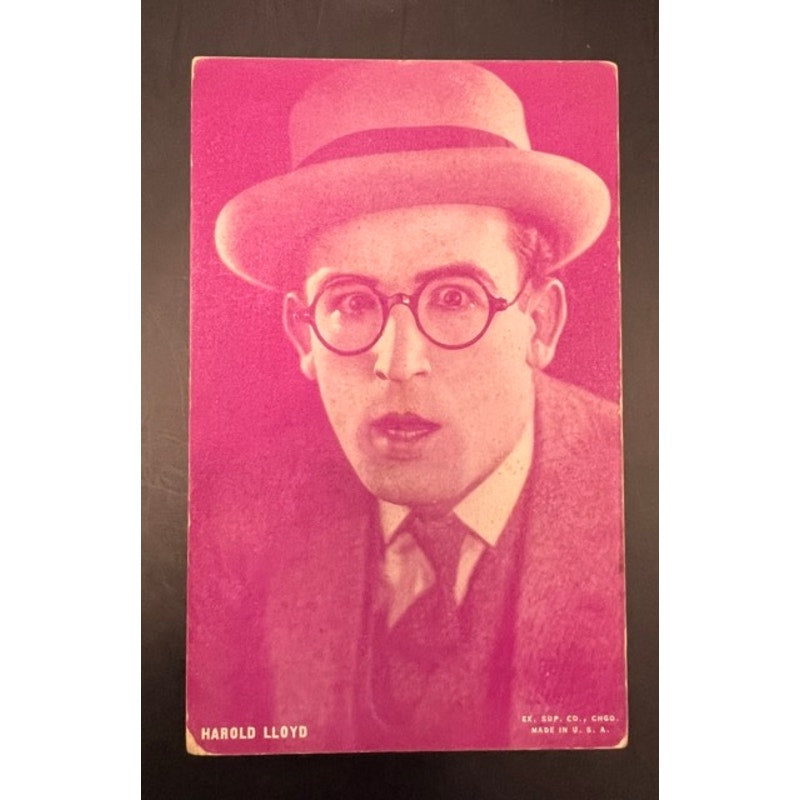 Rare 1920s Harold Lloyd Exhibit Card Pink Tinted, Hollywood Postcard Safety Last, The Freshman, Girl Shy, Speedy, Why Worry