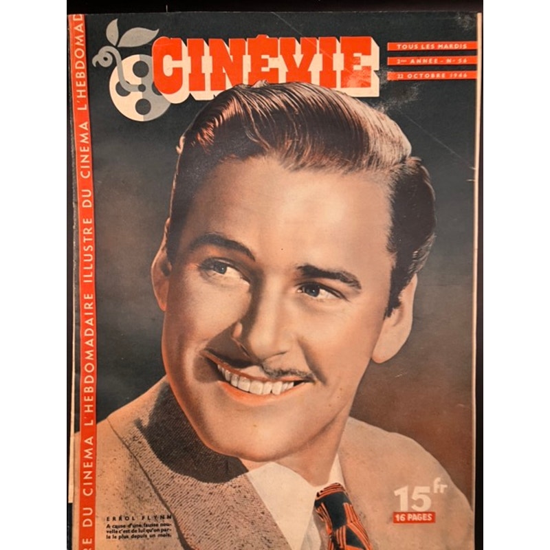 RARE 1946 French Errol Flynn Magazine Cinevie Robin Hood, Don Juan, Prince and the Pauper, In Like Flynn, Captain Blood, Montana