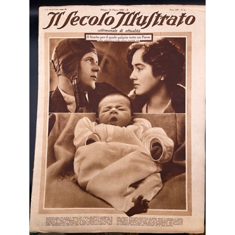 Italian 1932 Charles Lindbergh Baby Magazine Charlie Chaplin Spirt of St. Louis, Aviator, Charles Chaplin, Ann Morrow, Hollywood