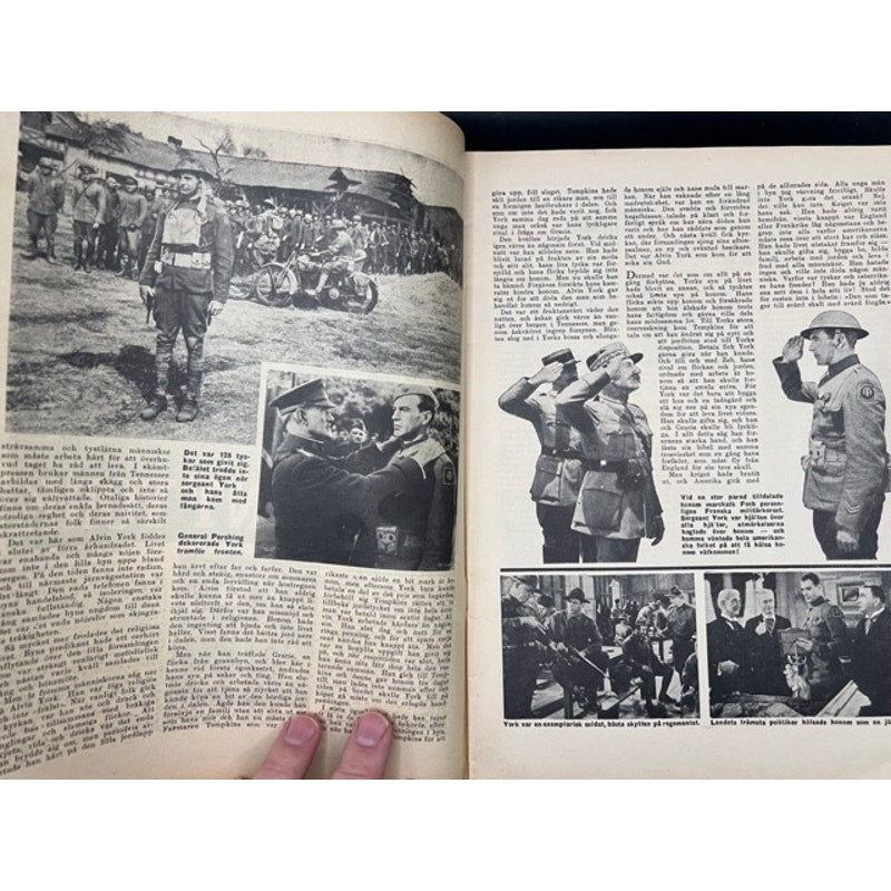 RARE Swedish 1942 Gary Cooper Magazine Levande Livet Sergeant York, Pride of the Yankees, High Noon, The Texan, Alice in Wonderland