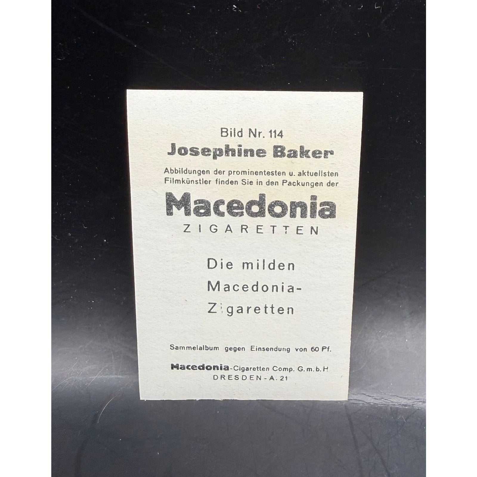 RARE 1932 Macedonia Josephine Baker Card #114 Black Venus, Folies Bergere