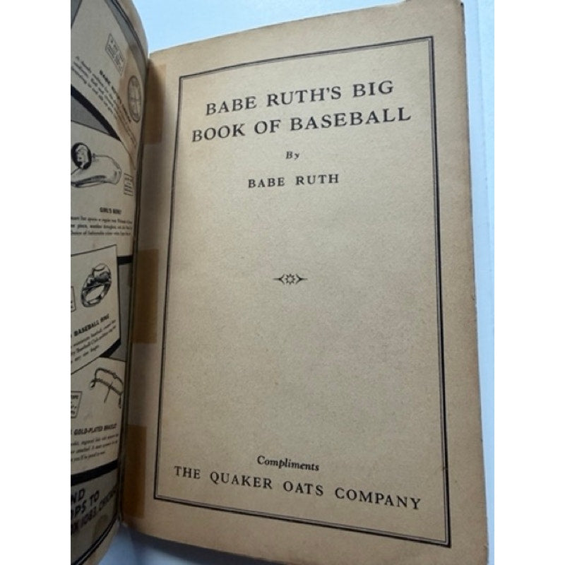 1935 Babe Ruth's Big Book of Baseball Quaker Bambino Sultan of Swat New York Yankees, Boston Red Sox, Brooklyn Dodgers, Boston Braves