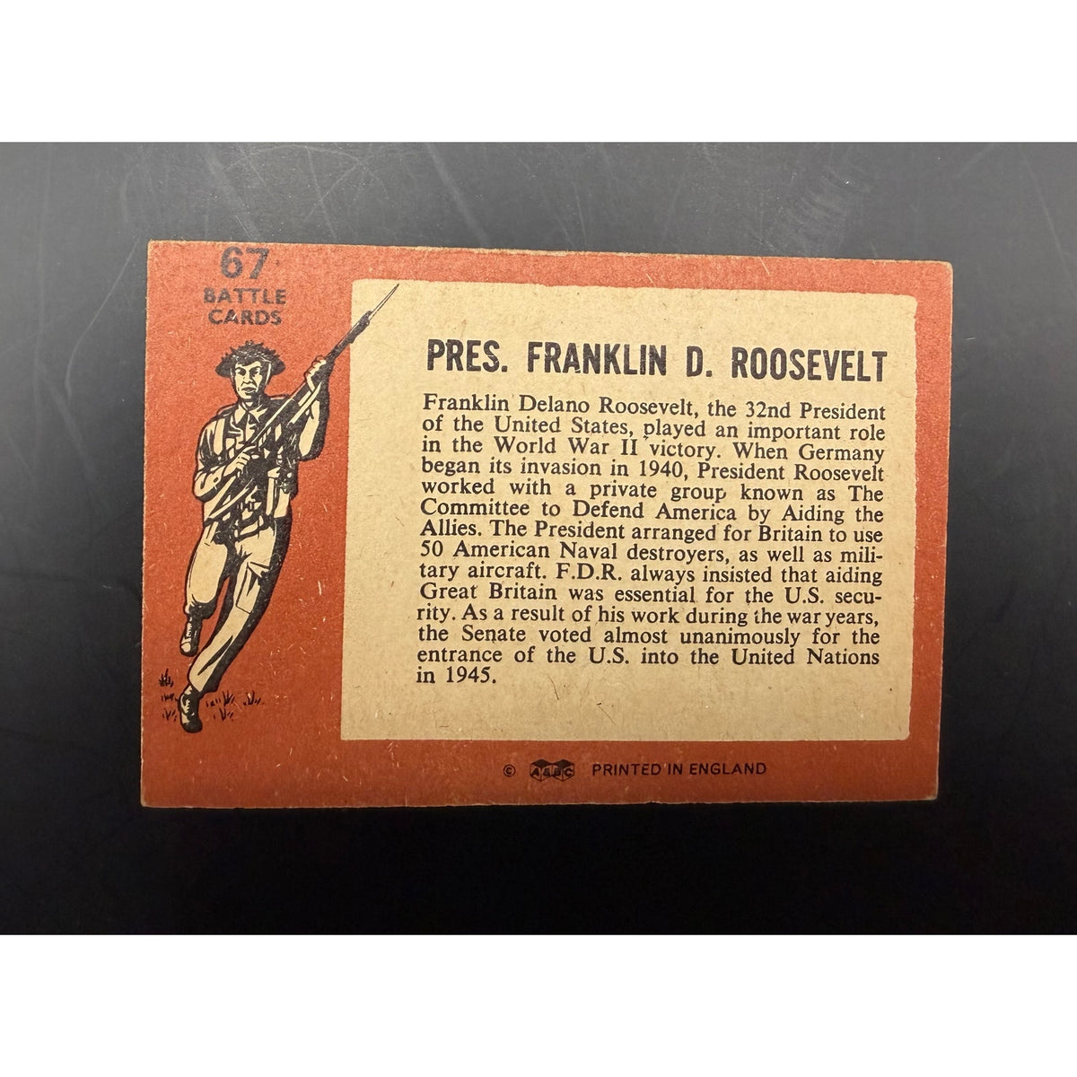 1965 Topps President Franklin D. Roosevelt Battle Cards 67 U.S. President, World War II President, POTUS, US Leader