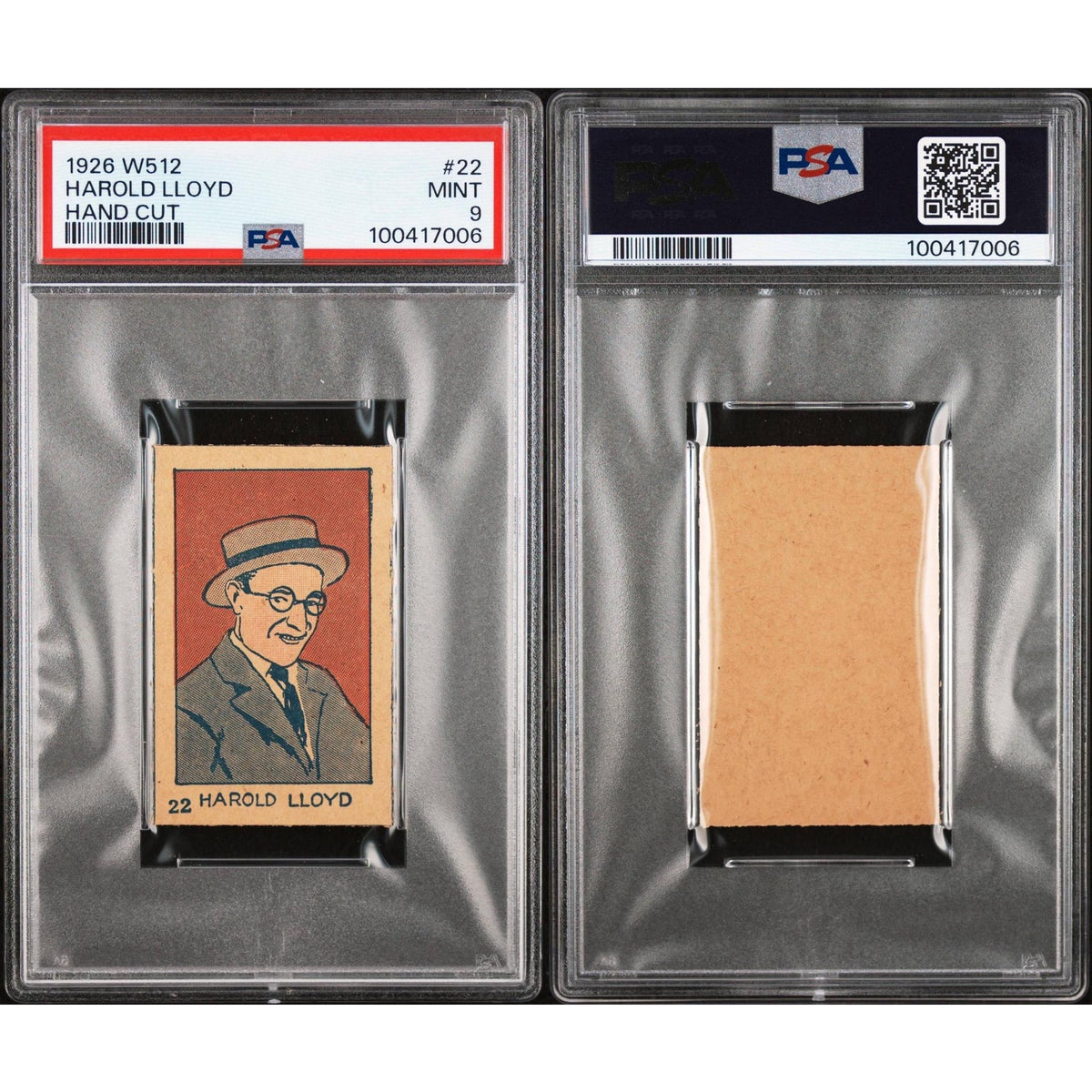 Rare 1926 W512 Harold Lloyd PSA 9, Second Highest Grade Tobacco Card Strip Card Hollywood Safety First, The Freshman, Silent Movie Comedy