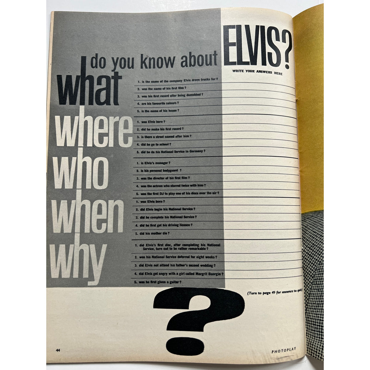 Sharp UK 1963 Elvis Presley Magazine Photoplay Graceland Hollywood Rockabilly, Jailhouse Rock, King Creole, Follow That Dream, The King