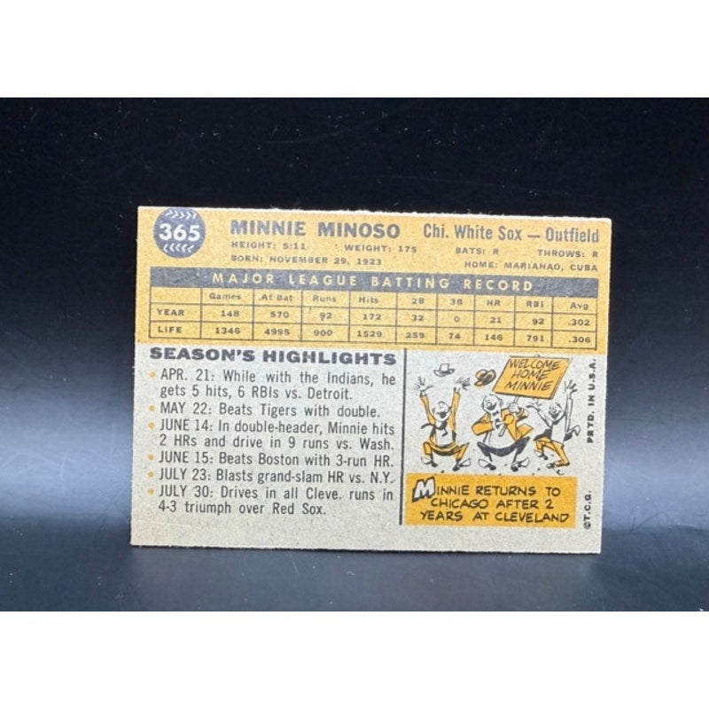 1960 Topps Minnie Minoso Orestes Minoso Chicago White Sox MLB HOF Baseball Card