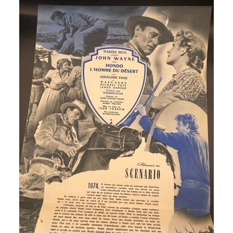 Rare French 1953 Hondo Pressbook John Wayne Duke, True Grit, Cowboy, Western, Quiet Man, The Shootist, The Searchers, Big Jake