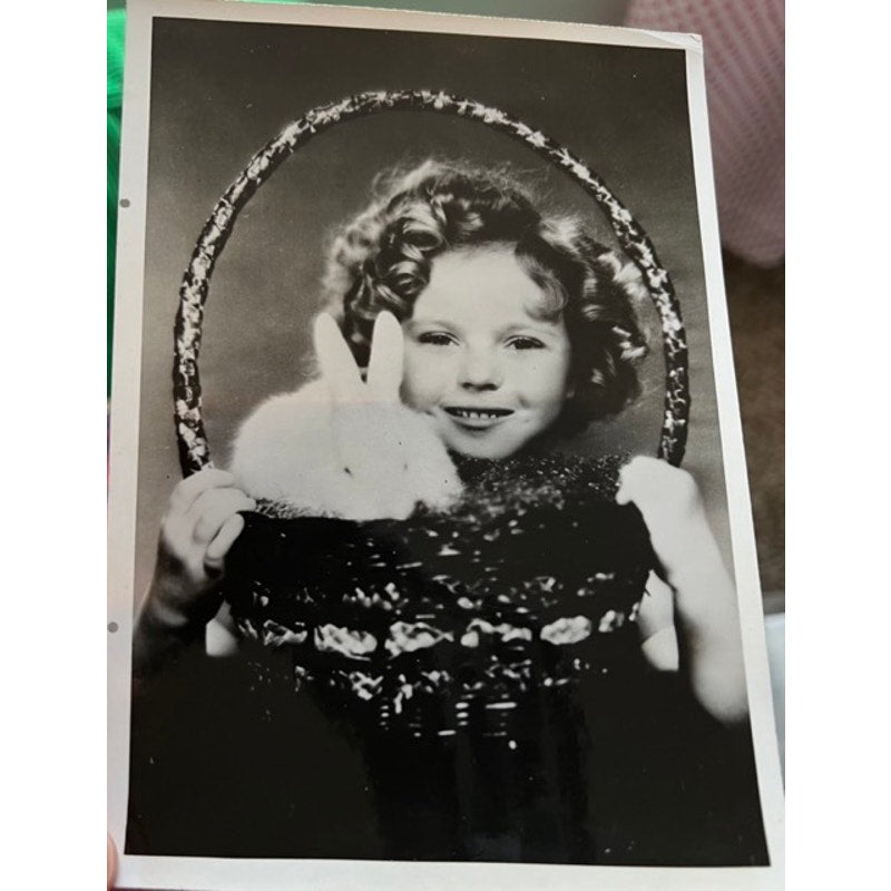 French 1930s Shirley Temple Real Photograph Easter Bunny Easter Basket, Heidi, Curly Top, The Little Princess, Little Colonel