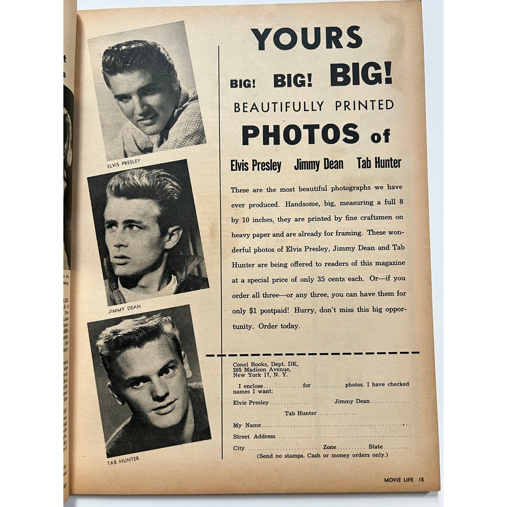 RARE 1957 Elvis Presley Magazine Movie Life Graceland Hollywood TCB, Rockabilly, Jailhouse Rock, King Creole, Hound Dog, The King