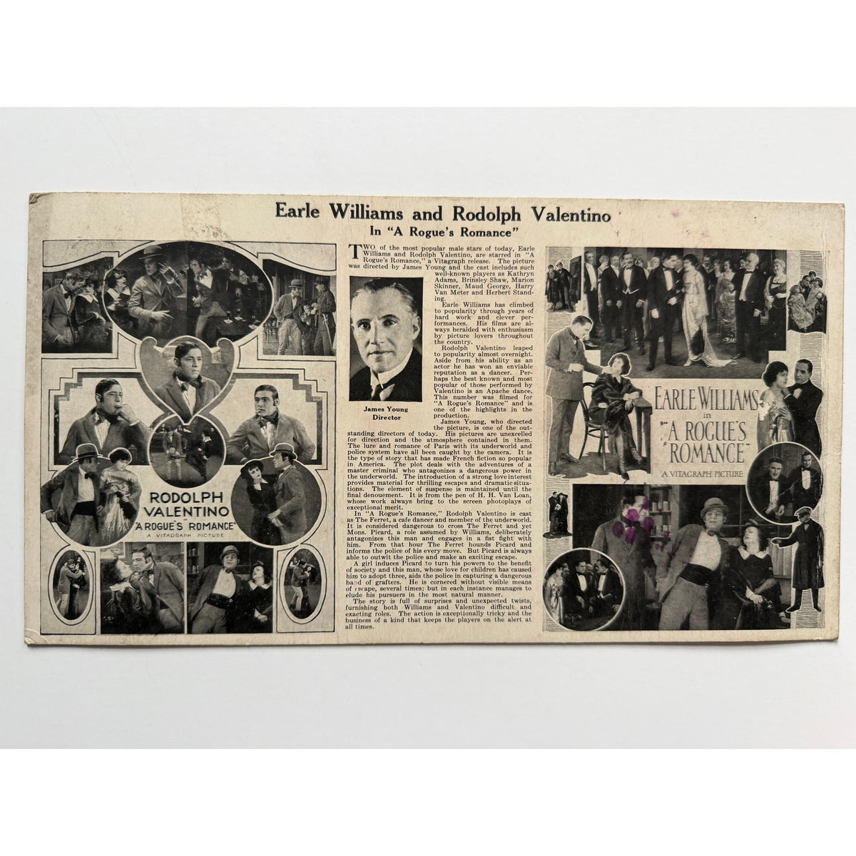 Very Rare Promotional 1922 Vitagraph Rouge's Romance Rudolph Valentino Hollywood, Sheik, Blood and Sand, Four Horsemen of the Apocalypse