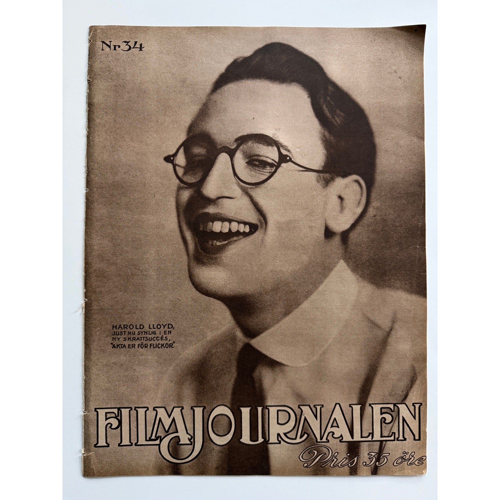 RARE Swedish Film Journalen 1924 Harold Lloyd Magazine, Girl Shy, Safety Last, The Freshman, Speedy, Why Worry, Hollywood