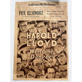 Large RARE 1929 Harold Lloyd Welcome Danger Newspaper Supplement, Safety Last, Freshman, Speedy, Girl Shy, Why Worry, Silent Movie