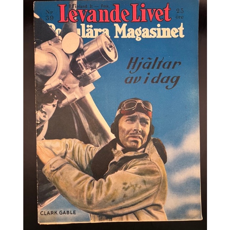 Excellent RARE 1938 Swedish Living Life Popular Clark Gable Magazine Test Pilot Hollywood, Gone with the Wind, Misfits, Mutiny on the Bounty