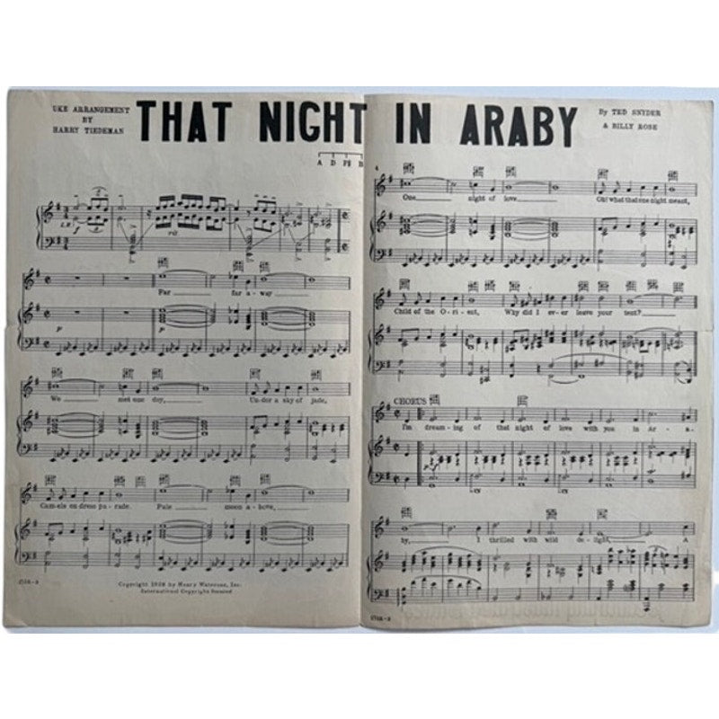 RARE 1926 Artist Copy Rudolph Valentino Sheet Music Son of the Sheik, That Night in Araby, The Sheik, Blood and Sand, Sainted Devil, Cobra