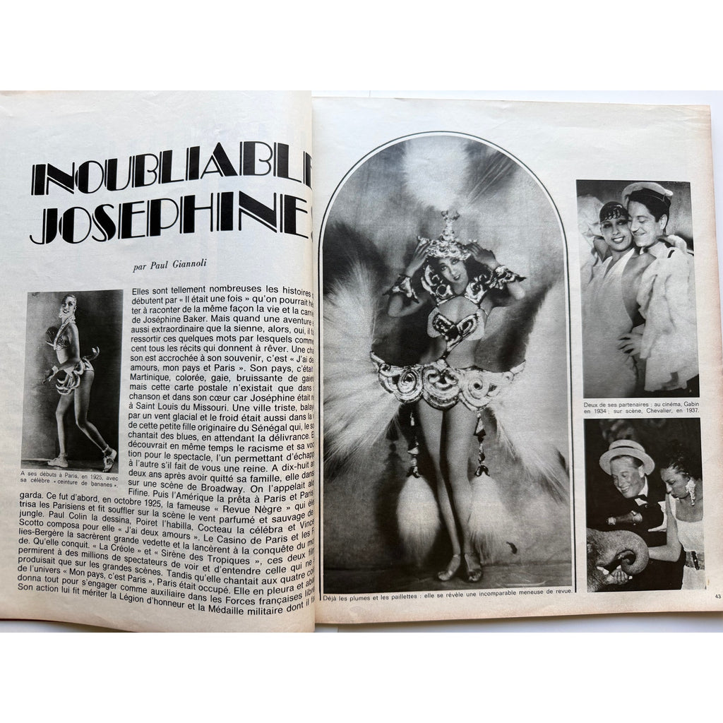 Gorgeous French 1975 Josephine Baker Magazine Jours De France Folies Bergere, Black Venus, Danse Sauvage, Siren of the Tropics, St. Louis