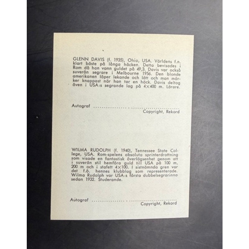 1960 Hemmets Journal Wilma Rudolph Olympic Gold Medalist USA Track and Field World Record Holder