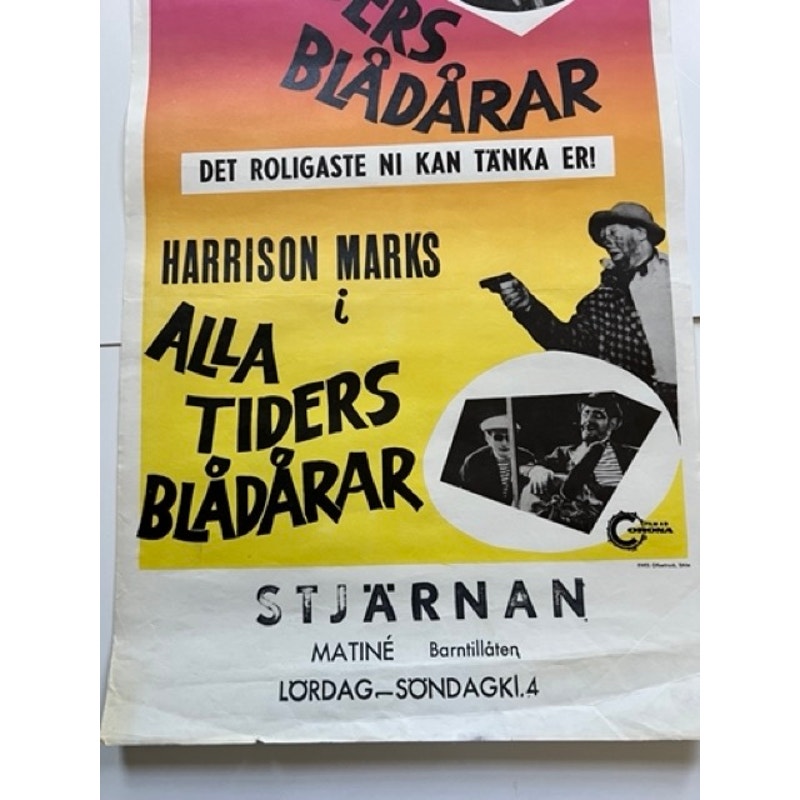RARE Swedish 1970s Laurel and Hardy Movie Poster Stan Laurel Oliver Hardy, Beau Hunks, Bonnie Scotland, A Fine Mess