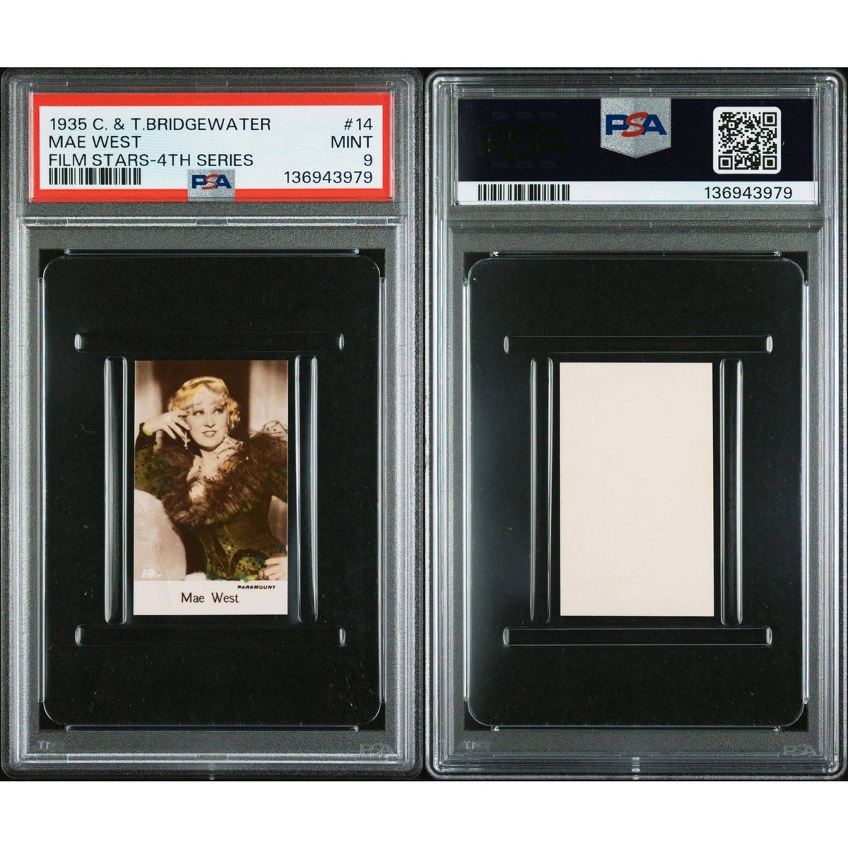 1935 C. and T. Bridgewater Mae West PSA 9 My Little Chickadee Hollywood Film Stars, Klondike Annie, Come up and see me sometime