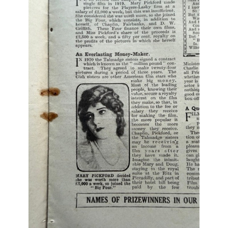 RARE UK Picture Show 1922 Charlie Chaplin Magazine Pay Day Charles Chaplin, Little Tramp, Gold Rush, The Kid, City Lights, Modern Times