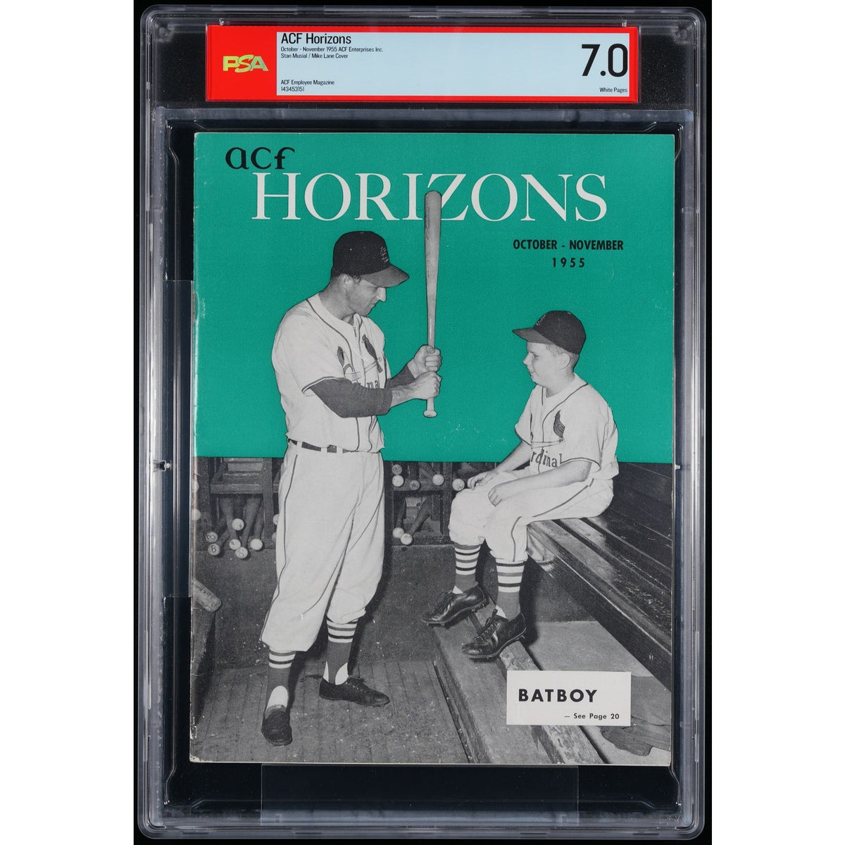 VERY RARE 1955 Stan Musial Magazine PSA 7 St. Louis Cardinals, Only 1 Graded!, Stan the Man, World Series Champion, Hall of Fame, Baseball