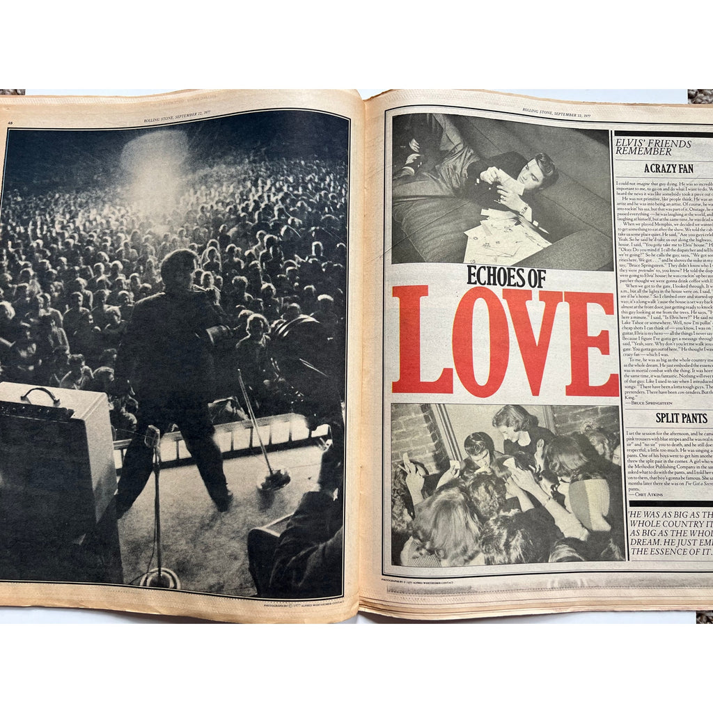 1977 Rolling Stone Elvis Presley Magazine Memorial Graceland, TCB, The King, Rockabilly, Jailhouse Rock, King Creole, Suspicious Minds