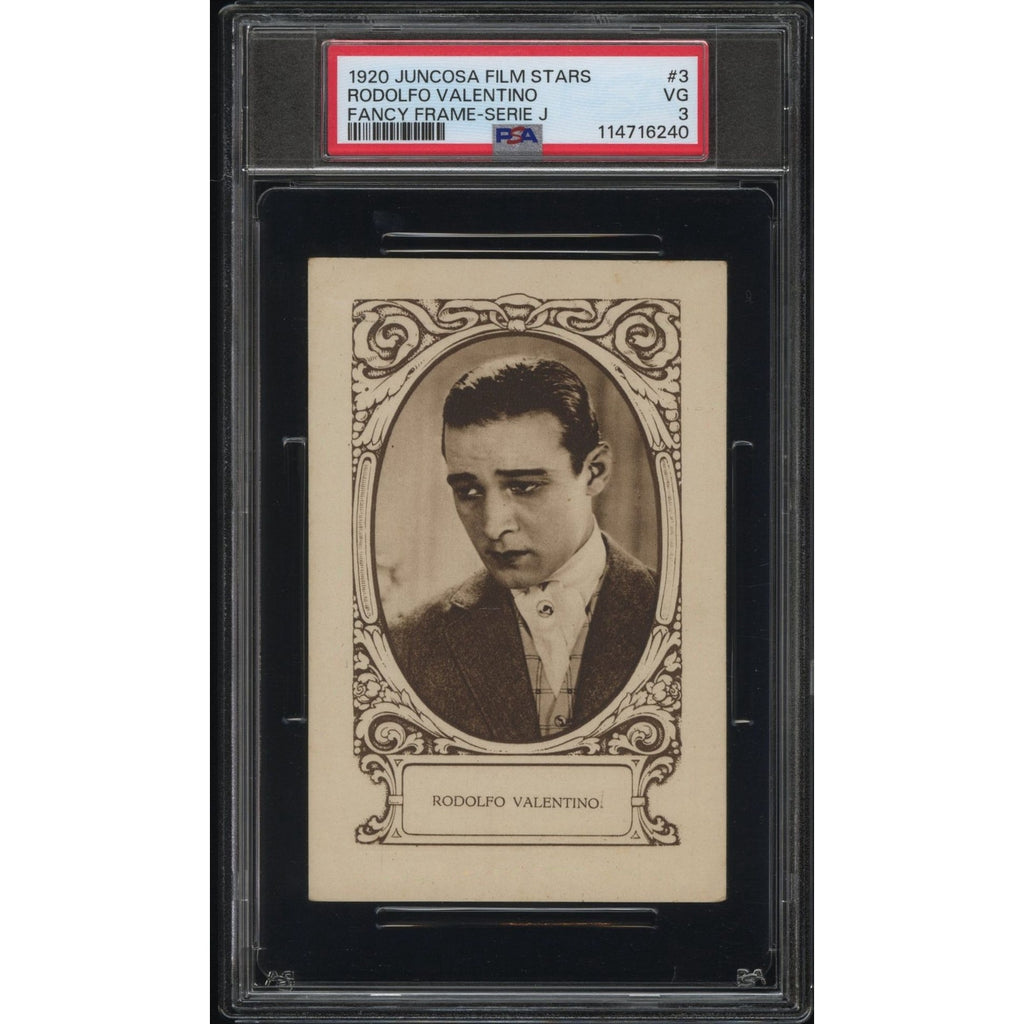 1920 Juncosa Film Stars Rudolph Valentino PSA 3 Only 1 Graded Blood and Sand Chocolate Card Sheik Rodolfo Valentino Great Lover