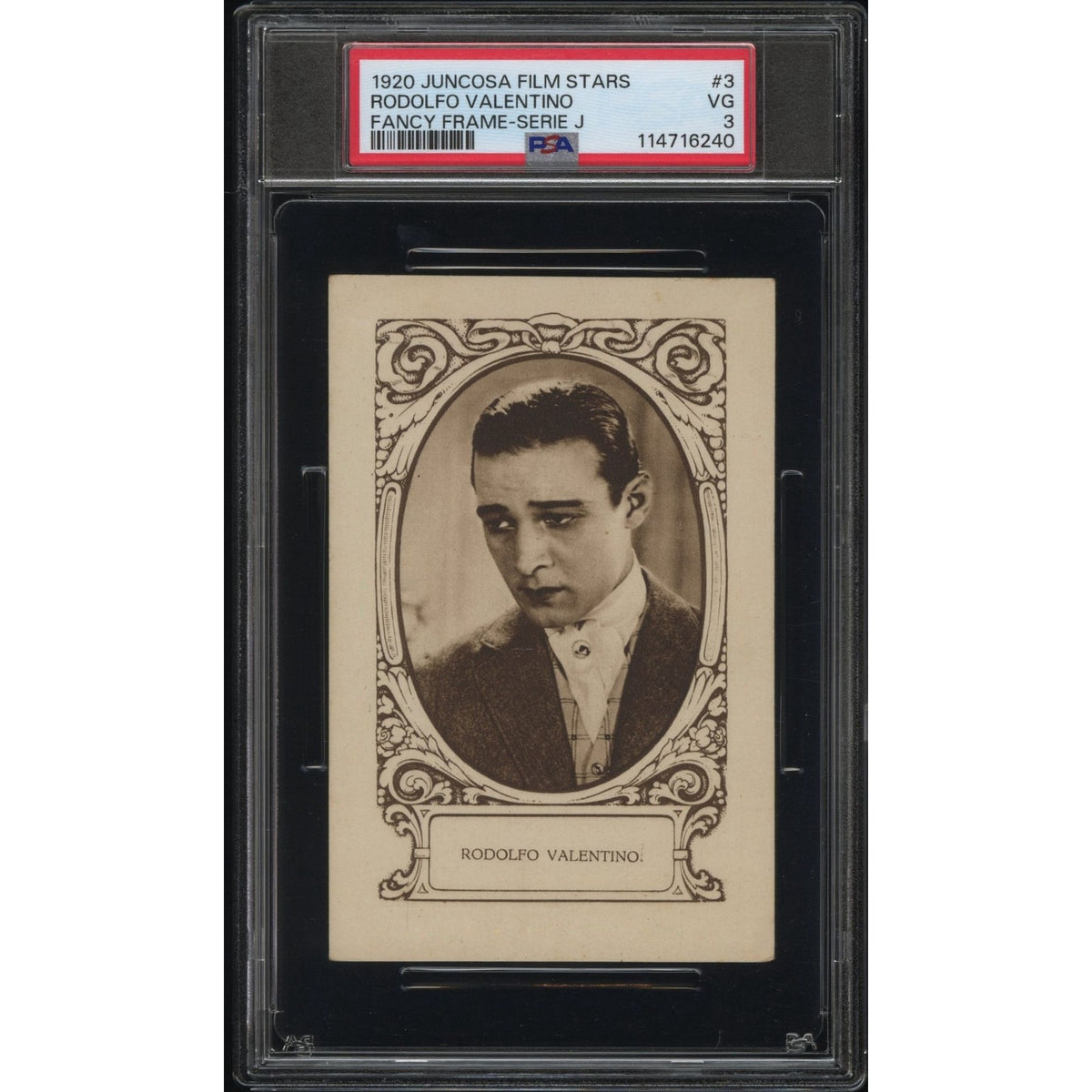 1920 Juncosa Film Stars Rudolph Valentino PSA 3 Only 1 Graded Blood and Sand Chocolate Card Sheik Rodolfo Valentino Great Lover