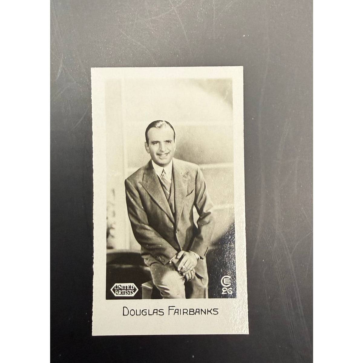 1920-30s Douglas Fairbanks Card 26 Thief of Bagdad, Mark of Zorro, Three Musketeers, Black Pirate, Swashbuckler, Iron Mask Robinson Crusoe