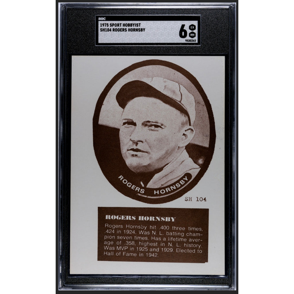 RARE 1975 Sport Hobbyist Rogers Hornsby SGC 6 St. Louis Cardinals POP 1! New York Giants, Rajah, Hall of Fame, Baseball Card