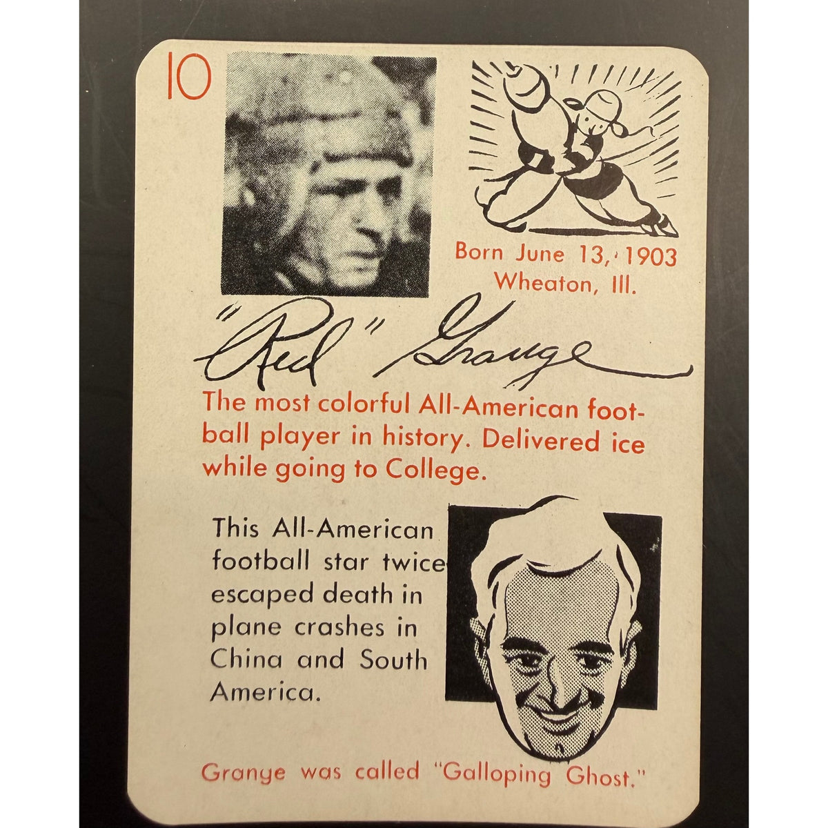 1945 Leister Autograph Game Red Grange Galloping Ghost Football, All American