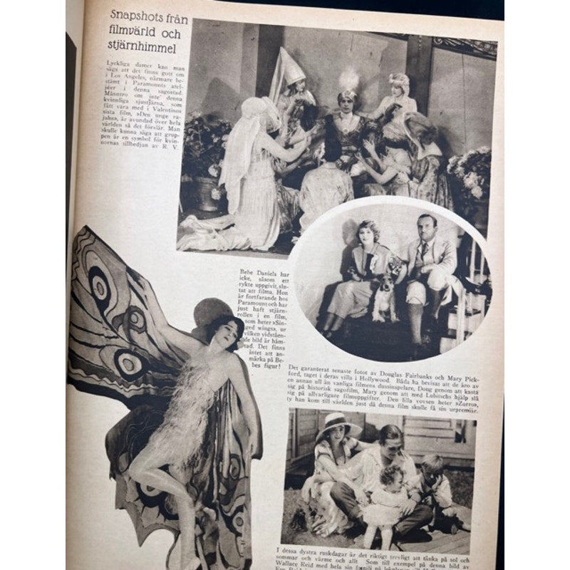 Rare 1923 Swedish Film Journalen Rudolph Valentino Magazine Gloria Swanson, Douglas Fairbanks, Wallace Reid, The Sheik, Beyond the Rocks