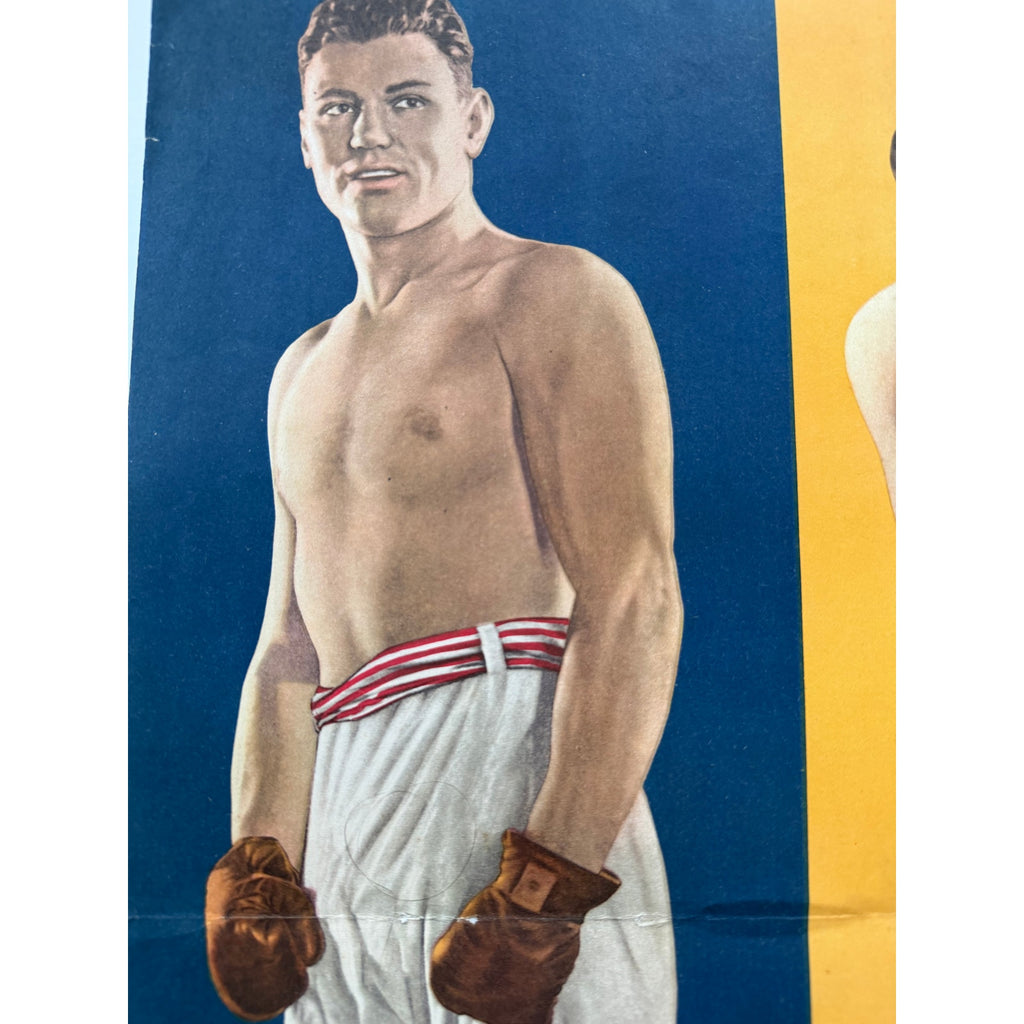 RARE 1937 Jack Dempsey Georges Carpentier Poster Mag Fold Out Manassa Mauler, Boxing, Heavyweight Champion of the World