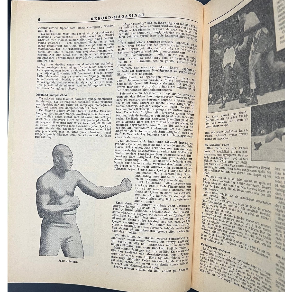 1948 Swedish Rekord Journal Jack Johnson Ezzard Charles Joe Louis Magazine Boxing Legends