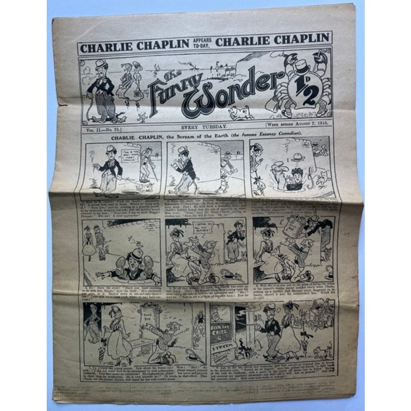 1915 Australian Charlie Chaplin Comics Newspaper Charles Chaplin Funny Wonder, Scream of the Earth, Essanay, The Kid, Gold Rush, City Lights