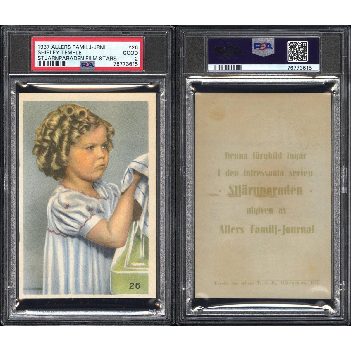 1937 Allers Familj-Journal Stjarnparaden Shirley Temple PSA 2 Highest Grade Hollywood Heidi, The Little Princess, Curly Top, Little Colonel