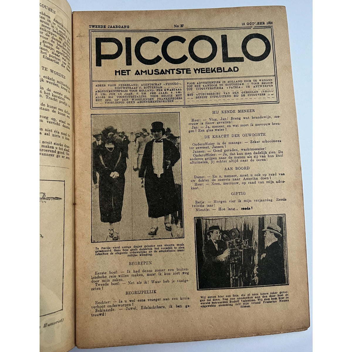 Super Rare Dutch Rudolph Valentino Magazine from October 1926 Silent Movie, Hollywoodland, Sheik, Latin Lover, Hollywood, Great Lover, Rudy