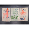 SUPER RARE 1934 - 3 Transfers Comic Bubble Gum Skip It, Oh Yeah, Ballerina