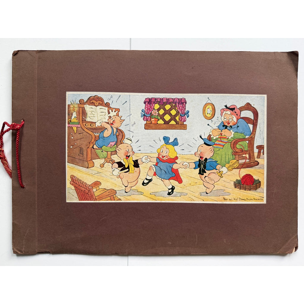 Complete 1930s De Beukelaer Disney Card Album Three Little Pigs & The Big Bad Wolf, Little Red Riding Hood, 100 Cards, Silly Symphony