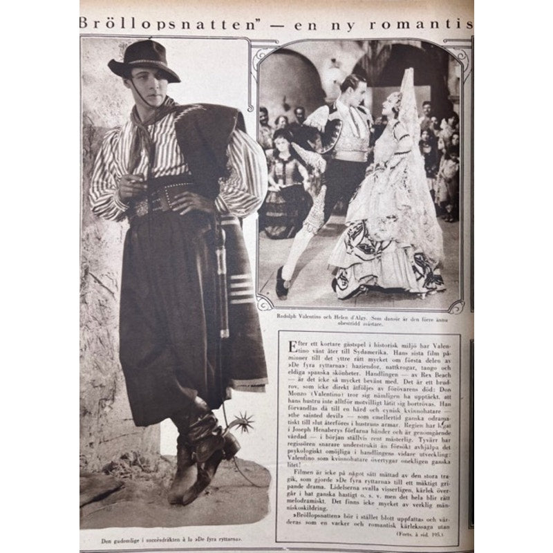 Rare 1925 Swedish Film Journalen Rudolph Valentino Magazine A Sainted Devil, The Sheik, Blood and Sand, Four Horsemen, The Eagle