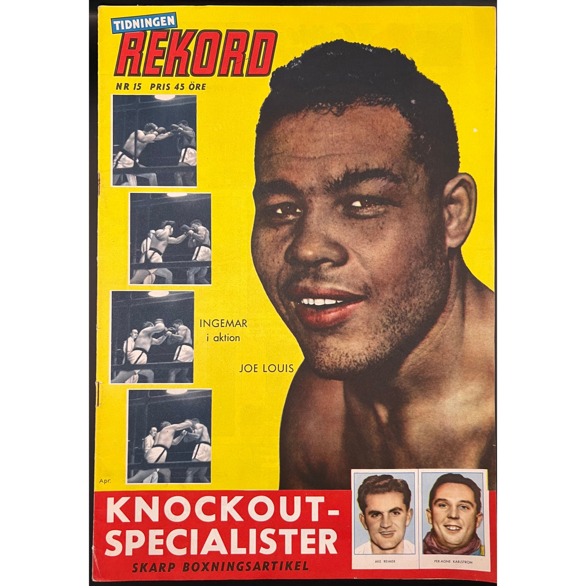 1959 Swedish Rekord Journal Joe Louis Magazine Brown Bomber Boxing Heavyweight