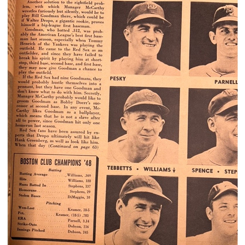 1949 Baseball Magazine Ted Williams, Joe DiMaggio, Stan Musial, Satchel Paige, Jackie Robinson, Larry Doby