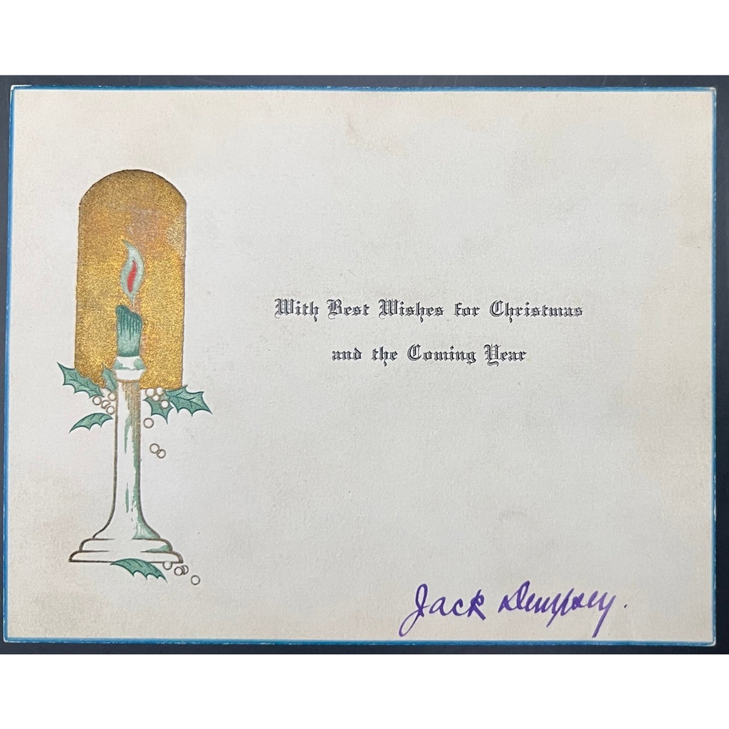 1963 Swedish Rekord Journal Jack Dempsey Magazine w/ Dempsey Autograph Christmas Card, Manassa Mauler